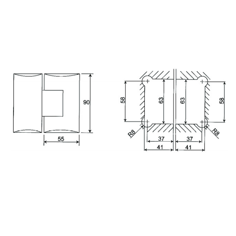 ESH-222-Charnières de porte de douche