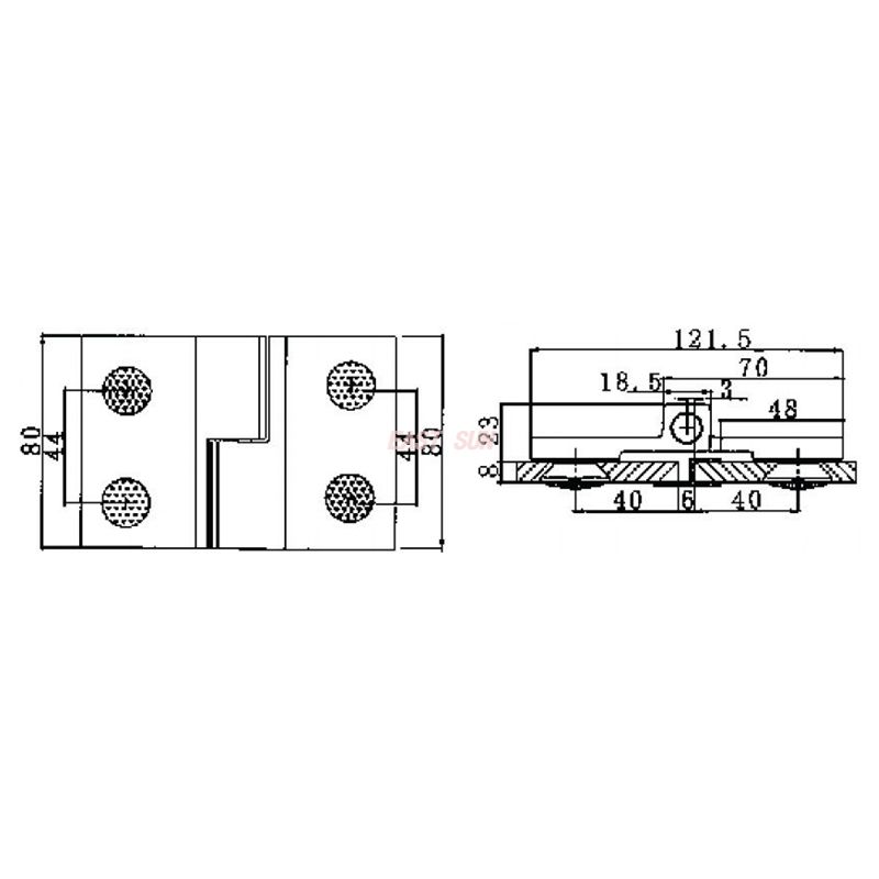 charni&egrave;res de porte de douche encadr&eacute;es