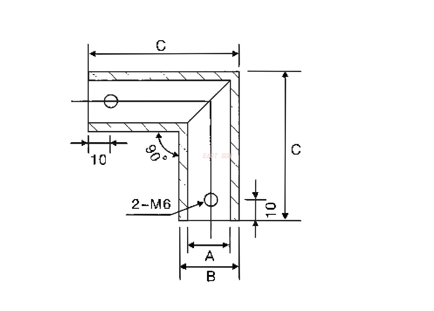  Support d'angle pour barre de support