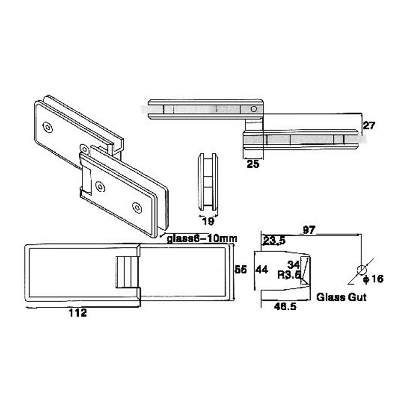 ASH-507-Charnières de douche réglables