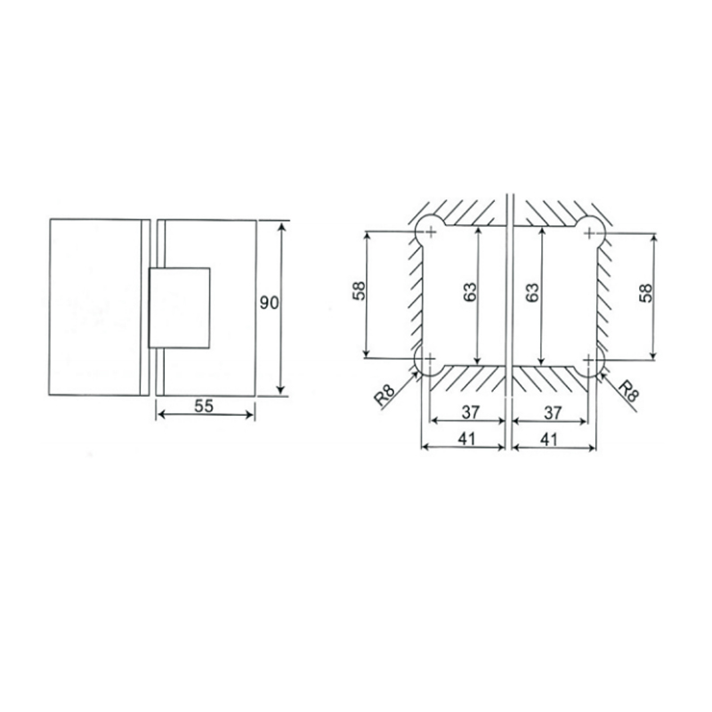 ESH-203-Charnières de porte de douche