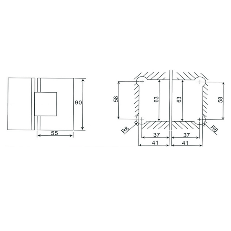 ESH-202-Charnières de porte de douche