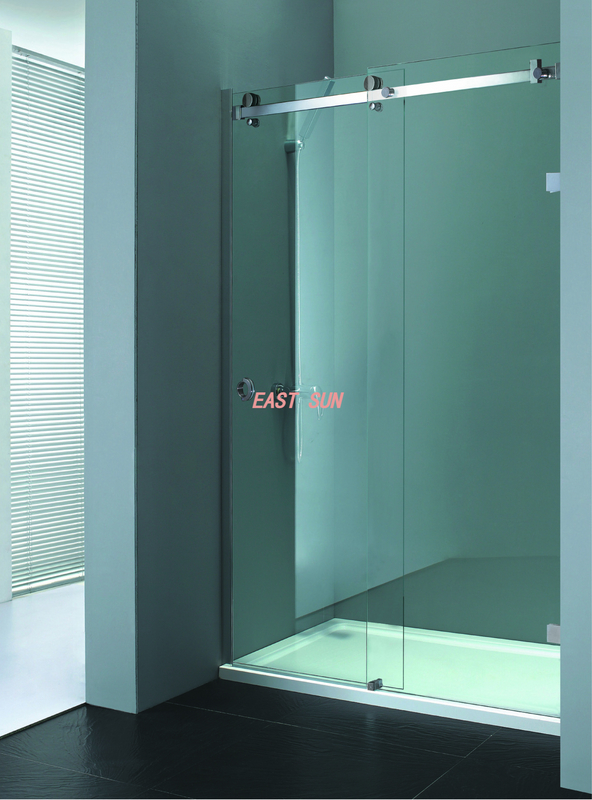 Système de porte coulissante Deluxe à 180 degrés de la série Serenity en acier inoxydable brossé