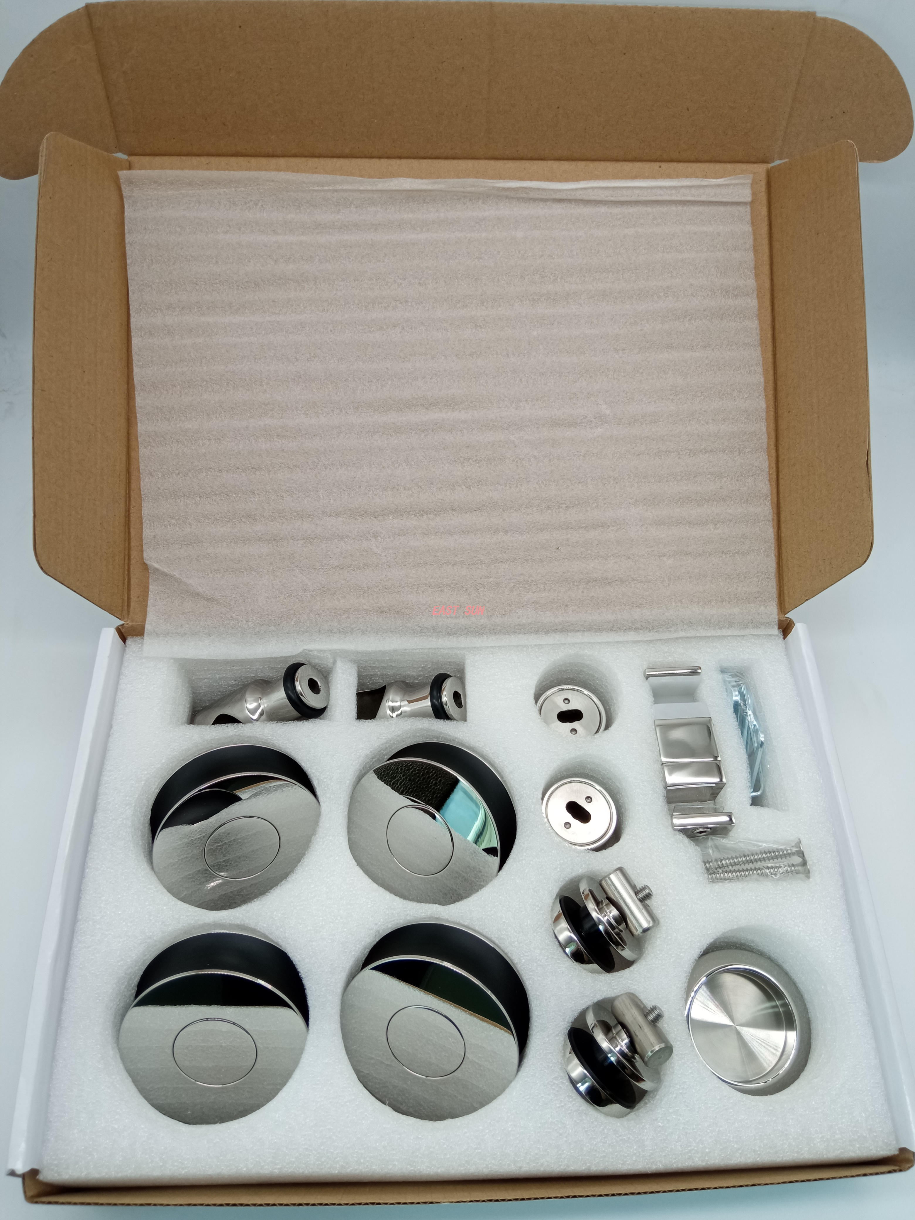 Système coulissant complet 180º série Crescent en acier inoxydable brossé