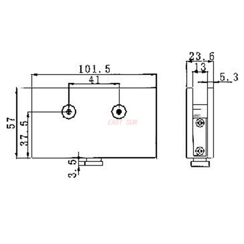 charni&egrave;re de porte en verre