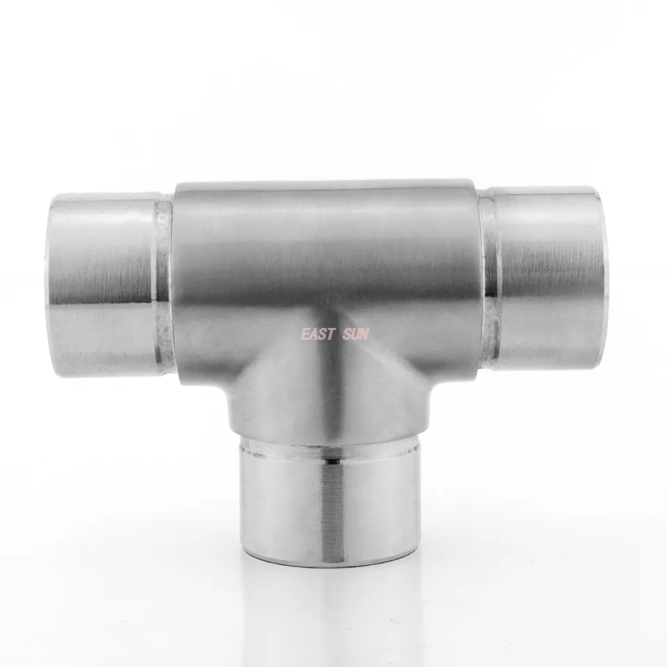 Raccord de Tube à 3 voies en acier inoxydable 304 316, connecteur de main courante croisée de balustrade de balcon