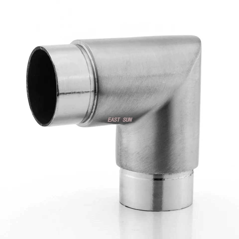 Connecteur de tuyau coudé de tube de main courante à 90 degrés en acier inoxydable pour garde-corps d'escalier