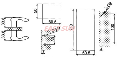 Bouton à palette dos à dos en laiton satiné
