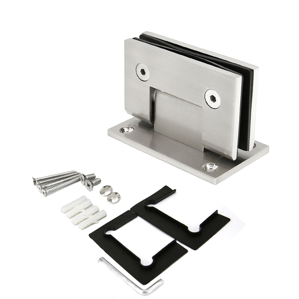Charnière de porte de douche mur à verre à 90 degrés, finition brossée, pour verre de 1/2″ à 3/8″ 