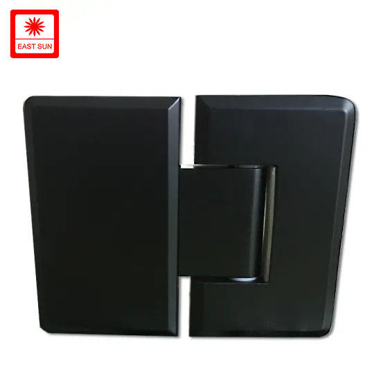 Charnières de porte de douche verre à verre robustes, noir mat, à 180 degrés, pour verre de 1/2″ à 3/8″