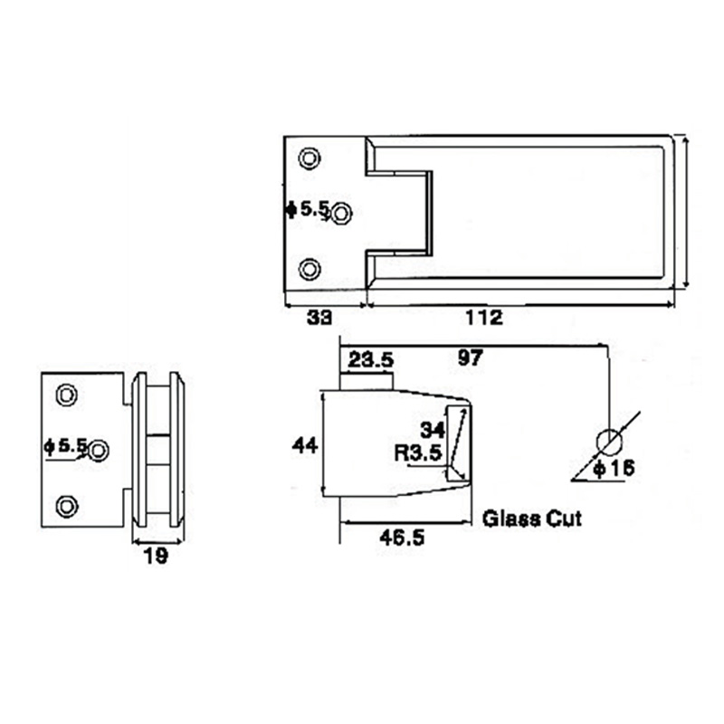 Charnières de douche réglables ASH-505