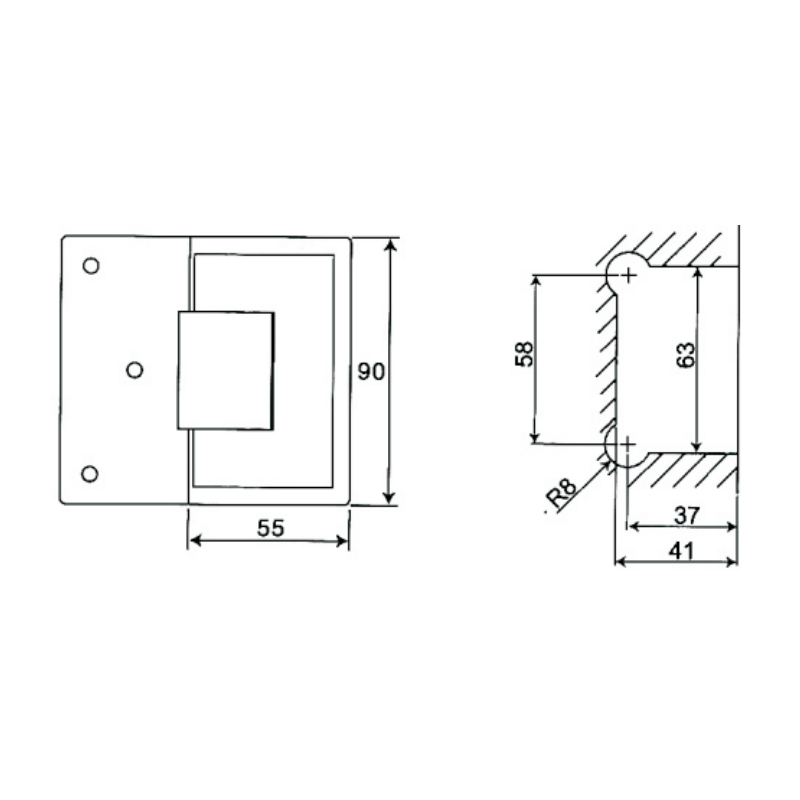 ESH-309-Charnières de porte de douche