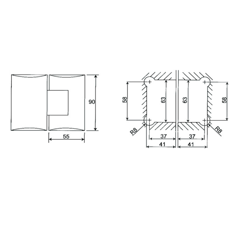 ESH-223-Charnières de porte de douche
