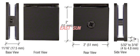 Pince à verre robuste à montage mural de style trou dans le verre biseauté