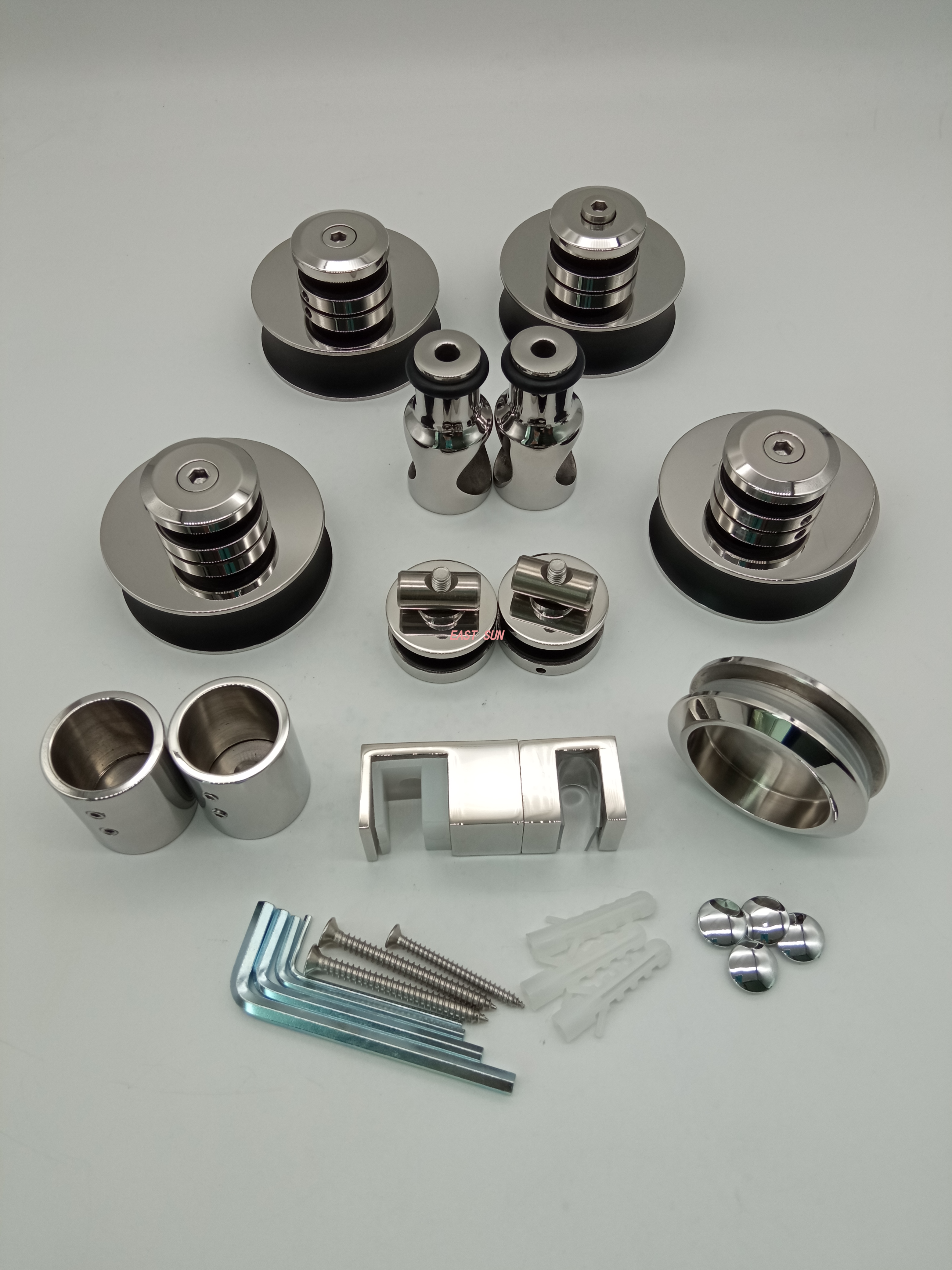 Système coulissant complet 180º série Crescent en acier inoxydable brossé