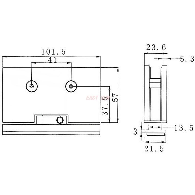 charni&egrave;re pivotante pour porte en verre