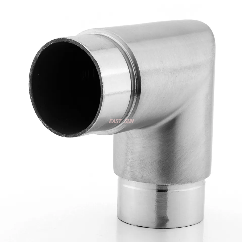 Connecteur de tuyau coudé de tube de main courante à 90 degrés en acier inoxydable pour garde-corps d'escalier
