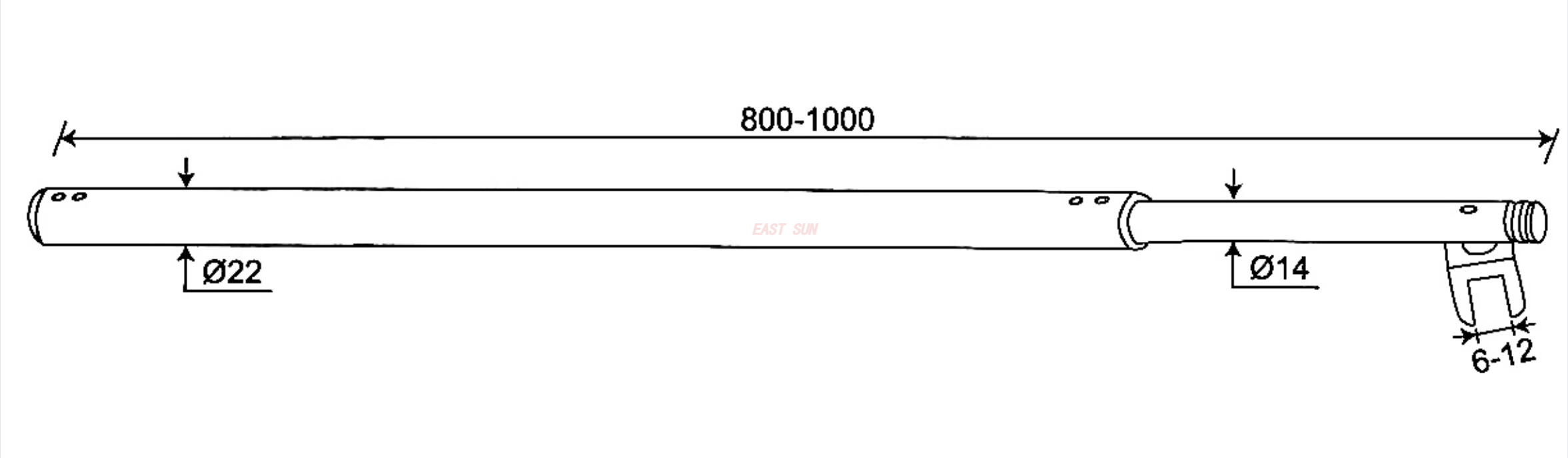 Barre de support de douche à tension en tube rond