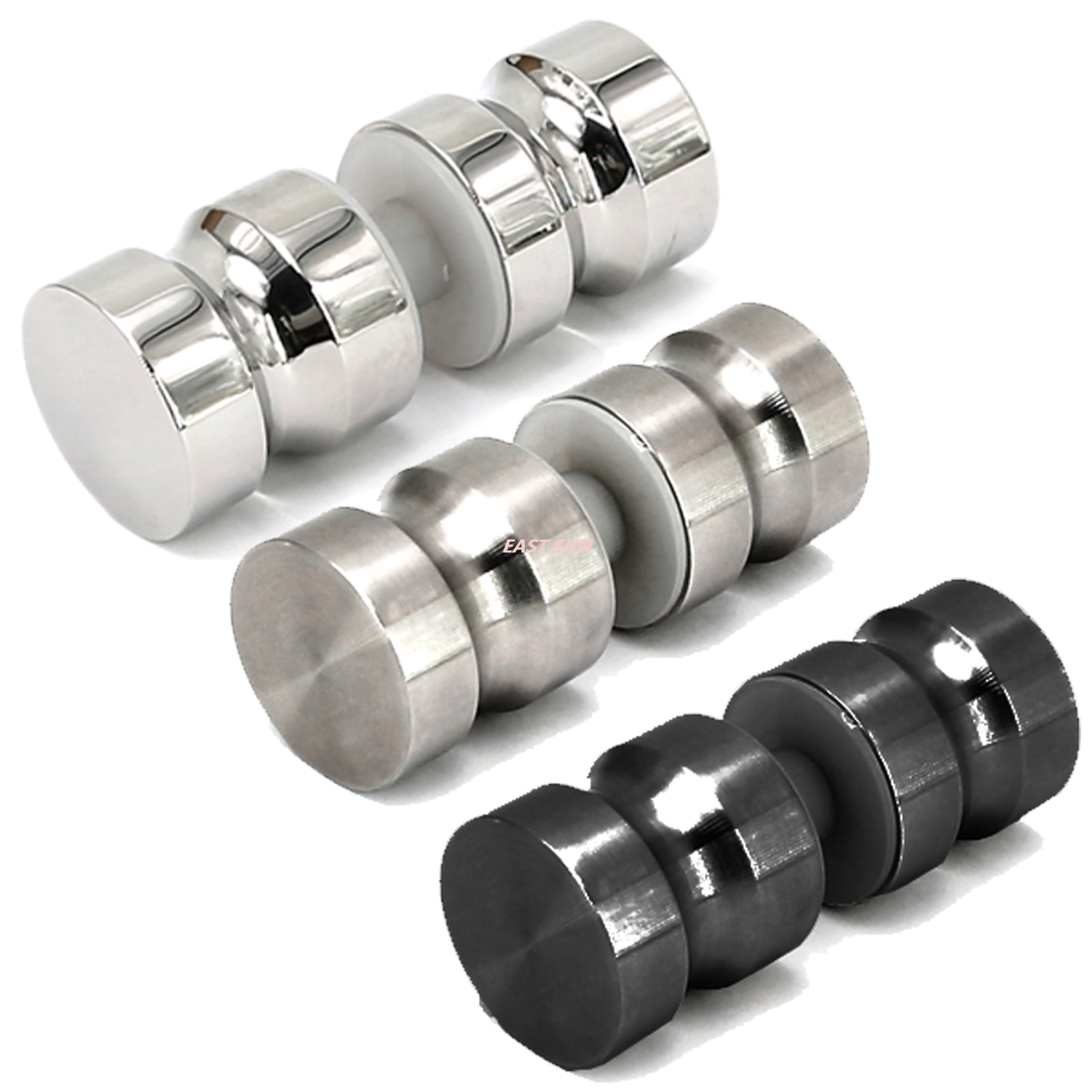 Boutons de porte de douche dos à dos de style contemporain chromés