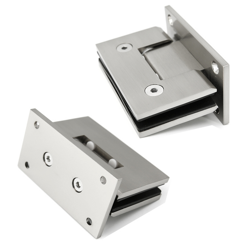 Charnière de porte de douche mur à verre à 90 degrés, finition brossée, pour verre de 1/2″ à 3/8″ 