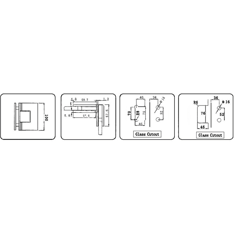 ACH-204B-Charnières de douche réglables