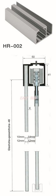 Systèmes coulissants Rail en aluminium pour porte coulissante de bureau HR-002