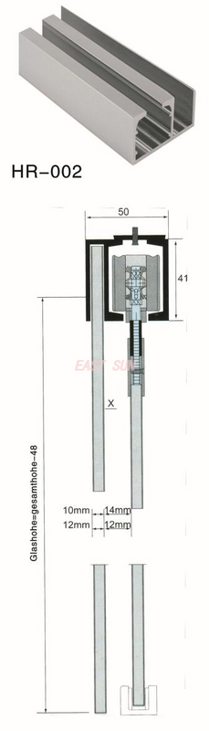 Systèmes coulissants Rail en aluminium pour porte coulissante de bureau HR-002