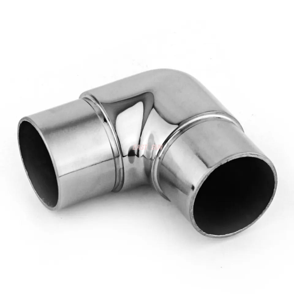 Balustre coude de main courante, raccords de tubes ronds à 2 voies, connecteur de main courante en acier inoxydable 304 316 satiné