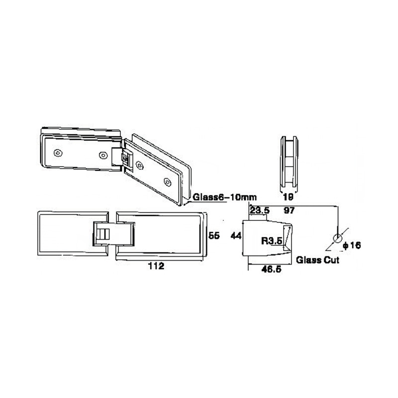 ASH-502-Charnières de douche réglables