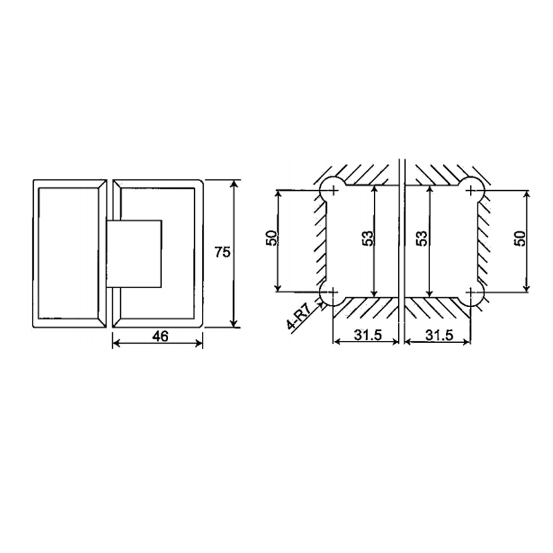 ESH-402-Charnières de porte de douche