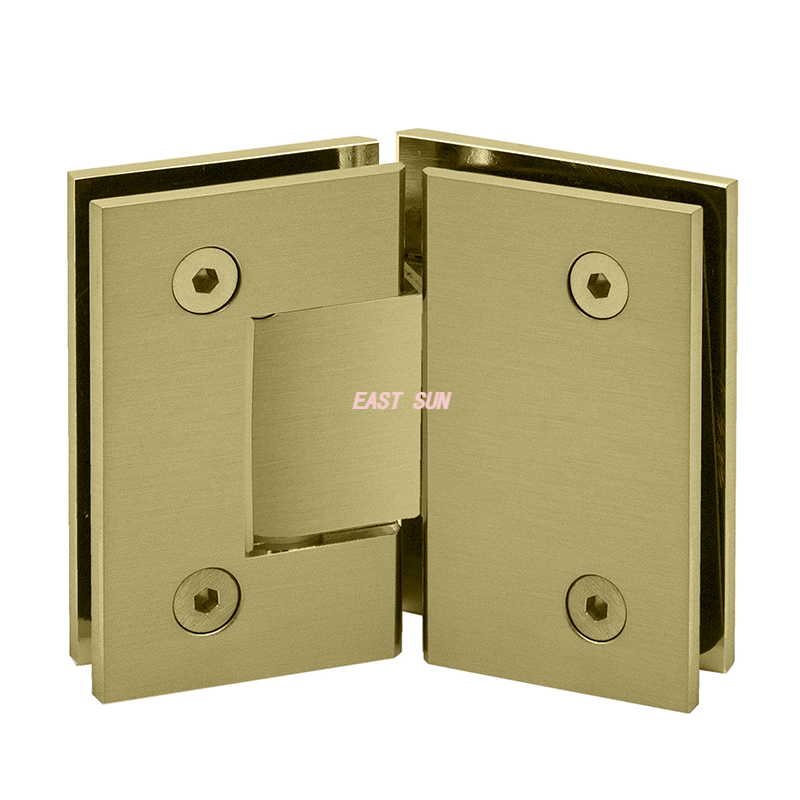 Charnière de porte de douche verre à verre doré à 135 degrés pour verre 1/2″ – 3/8″,