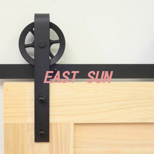 Kit de rails de quincaillerie pour porte de grange coulissante, pour portes doubles, rouleaux à gros rayons