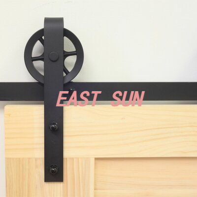 Kit de rails de quincaillerie pour porte de grange coulissante, pour portes doubles, rouleaux à gros rayons