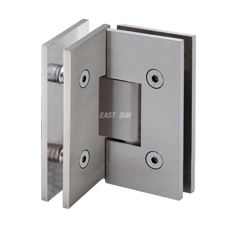 Charnière verre-verre à 90 degrés série Geneva, nickel brossé